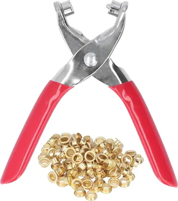 Produktbild von 4mm / 0.16in Tule Oogje Tang Set Oogje Perforator Tang Kit mit 100 Metallen Oogjes Grommet Werkzeugset für Lederbekleidung Gürtel