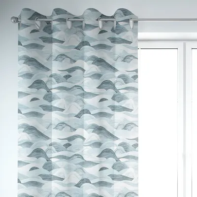 Produktbild von SCHÖNER LEBEN. Vorhang Wellen blau 245cm oder Länge wählbar aus Standardgrößen Aufhängung Ösen