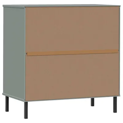 Image de vidaXL Sideboard OSLO avec 3 tiroirs gris 77x40x79,5 cm bois massif