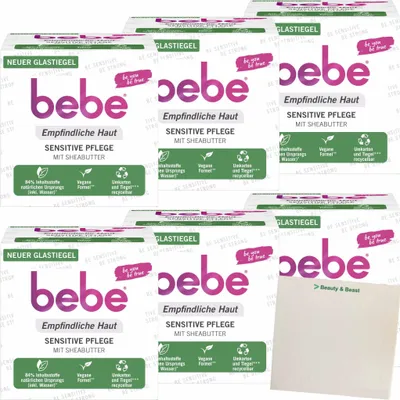 Produktbild von bebe Sensitive Pflege Empfindliche Haut Beruhigende Feuchtigkeitscreme 6er Pack (6x50ml) + usy Block