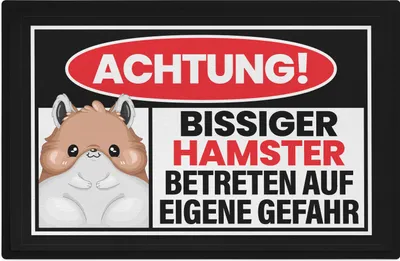 Produktbild von Trendation - Achtung Bissiger Hamster Fußmatte Geschenk Hamster Mama Spruch 60x40 cm Lustig