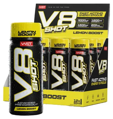 Produktbild von VAST V8 Shot (12x60ml) Lemon Boost - Pre-Workout - Pre-Workout Shots
