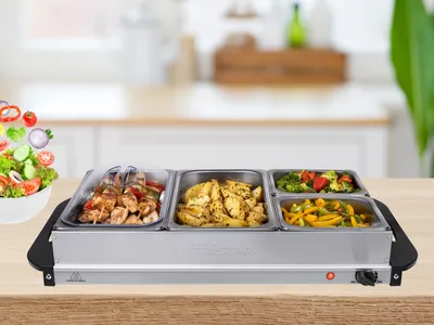 Produktbild von Tristar Buffet-Speisenwärmer 300 W 6,8 L Edelstahl Silbern