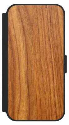 Produktbild von NIVOCASE Klapphülle für Apple iPhone 17e  Handyhülle aus Kunst Leder NIVOflip schwarz Holz Holzoptik Lärche