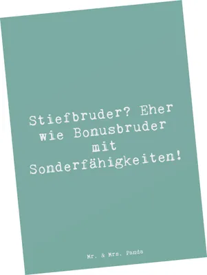 Produktbild von Mr. & Mrs. Panda Postkarte Spruch Stiefbruder - Meeresbrise - Geschenk, Persönliche Geschenke, Stiefgeschwister, Familienleben, Postkarten, Dankeschön, Freundschaft