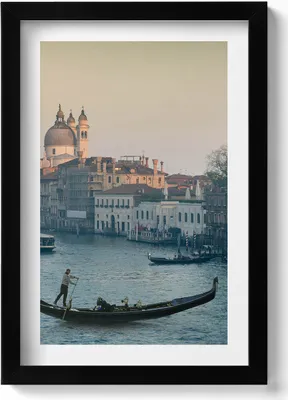 Produktbild von Gondel in Venedig - Italien– Wandbild mit Rahmen – Gerahmtes Bild  – Wanddekoration – 20x30 cm – Schwarz