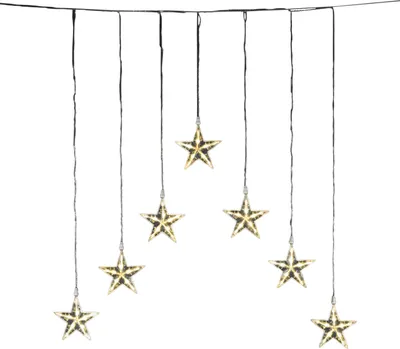 Produktbild von Konstsmide - LED Lichtervorhang mit 7 Sternen, 35 warm weiße Dioden, 24V Außentrafo, transparentes Kabel ; 1243-103