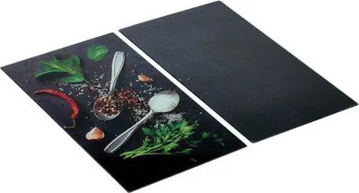 Obrázok produktu pre Ochranné sklenené dosky na varnú dosku – sada 2 krycích dosiek na sklokeramické alebo indukčné varné dosky, tvrdené sklo, 30 x 52 cm