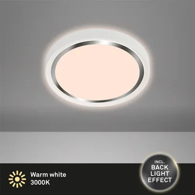 Produktbild von Deckenleuchte Briloner Kahiko LED 15W Ø33,4CM Deckenlampe Backlight 3000K Chrom Weiß