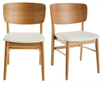 Produktbild von Miliboo - Stühle in Weiß und hellem Holz (2er-Set) SHELDON