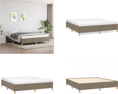Zdjęcie produktu dla vidaXL Łóżko z materacem sprężynowym taupe 160x200 cm - Łóżko z materacem sprężynowym - Łóżko - Meble do sypialni