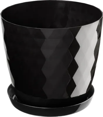 Produktbild von KADAX Blumentopf aus Kunstsoff "Amily", Topf mit Untersetzer. Pflanzkübel, 14 cm, Schwarz, 1 Stück