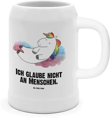 Produktbild von Mr. & Mrs. Panda Seidel Einhorn Wolke 7 - Weiß - Geschenk, Tonkrug, Bier Humpen, Unicorn, Einhörner, Deko, Lustig, Krug, Bierbecher, Menschen