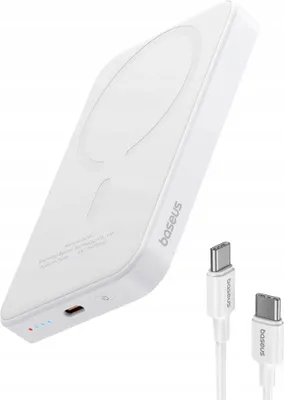Produktbild von Baseus Magnetische Mini Powerbank 5000Mah Qi Magsafe Usb-C 20W Weiss Induktion