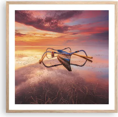 Produktbild von Gerahmtes Poster - Rahmen in heller Eiche - £ódŸ Westen Die Sonne - 60x60 cm - Wand Bild - Wanddeko - Wandbilder - Kunstposter - Wandposter - Bilderrahmen - Bilder - Kunstdruck - P2NAC60x60-4433