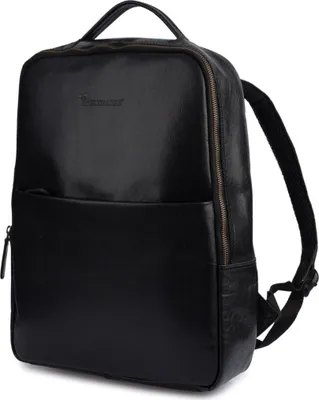 Produktbild von Lederrucksack für einen 15,6-Laptop, großes A4-Business, geräumig, schwarz, Beltimore