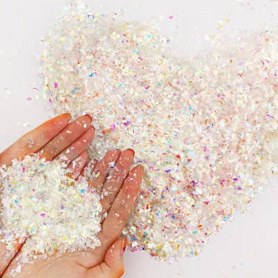 Kunstschnee mit Glitzer, bunt, 200 g, PVC-Flocken für Weihnachtsdeko