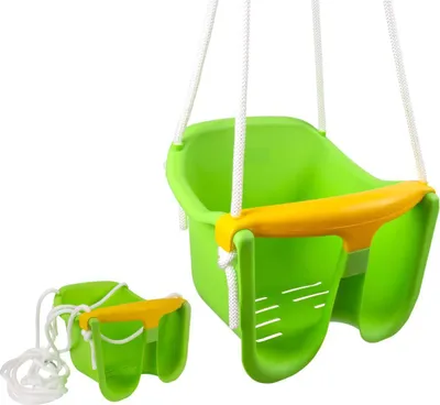 Zdjęcie produktu dla Huśtawka dziecięca zielona plastikowa 33x30x28cm udźwig 25kg w siatce 12m+