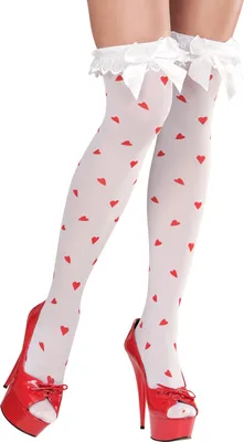 Produktbild von Overknees weiß Queen of Hearts