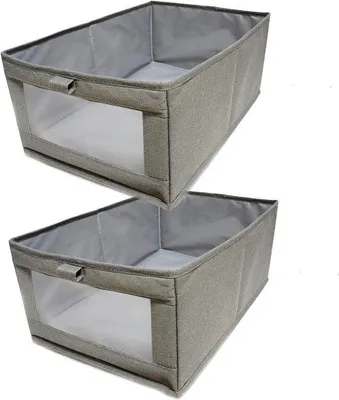 Image de Rangement pratique, 40 x 27 cm, pour armoire, avec poignées, pour vêtements, livres, jouets (gris)