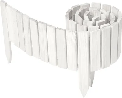 Produktbild von Garronda Beeteinfassung Holz Rollzaun Gartenzaun imprägniert Flexibler Rollborder Rasenkante  Länge: 200 cm (Weiß, Höhe: 20 cm)