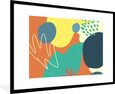 Produktbild von MuchoWow® Gerahmtes Poster Sommer - Flecken - Pastell 90x60 cm - Poster mit Schwarzem Bilderrahmen Wandposter Rahmen Foto Bilder - Wanddekoration - Fotos