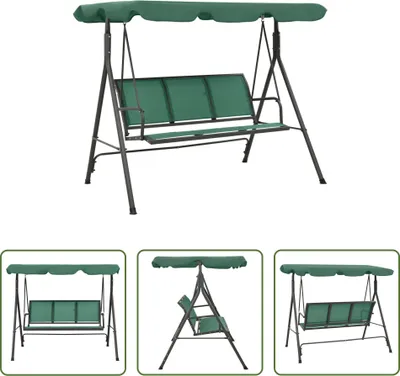 Obrázek produktu pro The Living Store Hollywoodská houpačka zelená 170 cm z textilenu a oceli