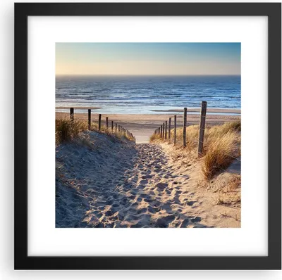 Produktbild von Gerahmtes Poster - Schwarzer Rahmen - Meer Strand Düne - 30x30 cm - Wand Bild - Wanddeko - Wandbilder - Kunstposter - Wandposter - Bilderrahmen - Bilder - Kunstdruck - Wandbild - P2BAC30x30-3612