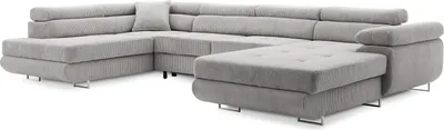 Produktbild von Ecksofa Rigatto II PRO mit verstellbaren Kopfstützen! Modernes Ecksofa mit Schlaffunktion und Bettkasten POSO 055 RECHTS