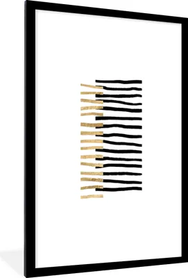 Produktbild von MuchoWow® Gerahmtes Poster Linie - Gold - Gestaltung 60x90 cm - Poster mit Schwarzem Bilderrahmen Wandposter Rahmen Foto Bilder - Dekoration - Wandposter Wohnzimmer - Hochwertig