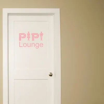 Produktbild von Wandtattoo - Wandaufkleber - Tür- Wandtattoo "Pipi Lounge" - 60cm x 43cm hellrosa - Dekoration Küche Wohnzimmer Wand
