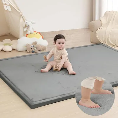 Imagen del producto de Alfombra de juego grande para bebés, de 3,5 cm de grosor, ideal para colocar en el suelo, con unas dimensiones de 180 x 200 cm