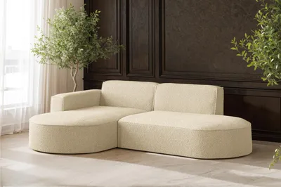 Obrázek produktu pro Rohová sedací souprava, designová sedací souprava ve tvaru L Modena látka Quelle Ecru Vlevo