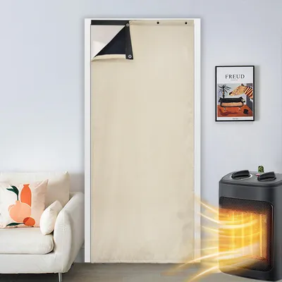Produktbild von Thermo Türvorhang Blickdicht Kälteschutz Vorhang Wärmeschutzvorhang Wasserdicht Winddicht Gardine für Haus Patio Garage, Beige, 82x204cm