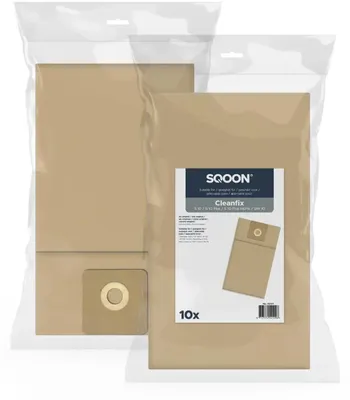 Productafbeelding van SQOON® Stofzuigerzakken 10x Geschikt voor Cleanfix S10 - Vervangt Model 022.430 - Papier - Voor Industriële Reiniging met Hoge Stofopnamecapaciteit