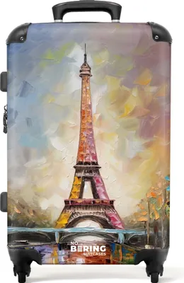 Produktbild von NoBoringSuitcases.com® Großer Koffer - Eiffelturm - Ölgemälde - Paris - Kombinationsschloss TSA - Hartschalen Trolley 4 Rollen - 72 liter - Reisekoffer - 66 cmKoffer Mittelgroß 67x43x25 cm, 72L,