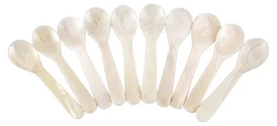 10 Perlmuttlöffel, Eierlöffel, Kaviar Löffel, weiß, 8 cm