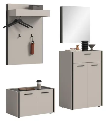 Productafbeelding van Garderobeset Emil | Kasjmier/zwart | 4-delig