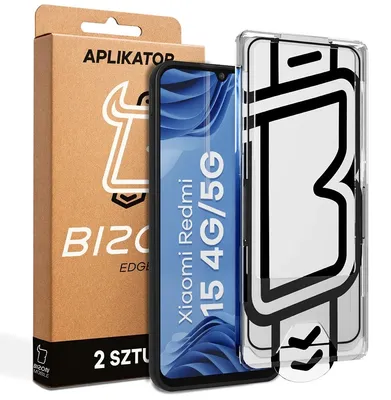 Produktbild von Gehärtetes Glas mit Applikationsrahme für Xiaomi Redmi 15 4G / 5G, Bizon Glass Aplikator Edge, 2 Sets