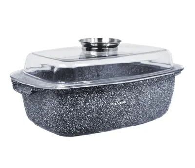 Produktbild von 2-Tlg Röster Bratentopf Bräter Mit Antihaftbeschichtung Aus Marmor 5.5L 32Cm Zilner Zl-7075