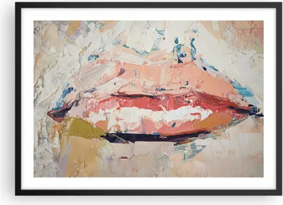 Produktbild von Gerahmtes Poster - Schwarzer Rahmen - Mund pastos Stück - 70x50 cm - Wand Bild - Wanddeko - Wandbilder - Kunstposter - Wandposter - Bilderrahmen - Bilder - Kunstdruck - P2BAA70x50-4422