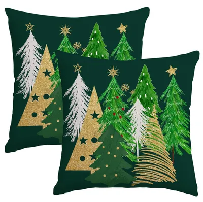 Productafbeelding van Kussenslopen, kerstboomgroen, 60 x 60 cm, polyester microvezel, set van 4
