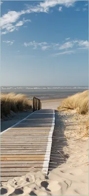 Produktbild von Türtapete Türposter Auf dem Holzweg zum Strand - Größe: 93 x 205 cm