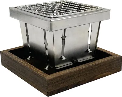Zdjęcie produktu dla Mini grill węglowy, stal nierdzewna, 11,5 x 11,5 x 9 cm, do kempingu