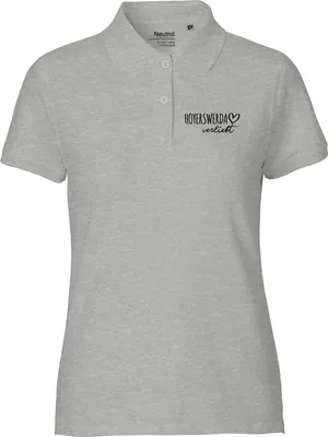 Produktbild von Huuraa Damen Polo Shirt Hoyerswerda verliebt XL Sport Grey Bio Baumwolle Fairtrade Poloshirt Geschenkidee