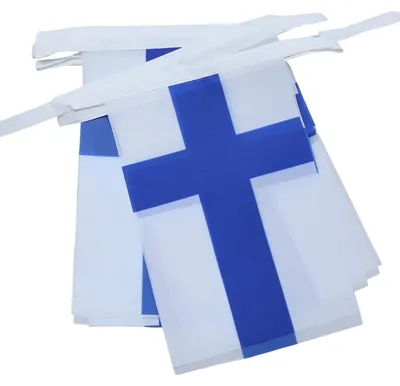Finnland Wimpelkette 6 m, 20 Flaggen, Polyester 21x15 cm