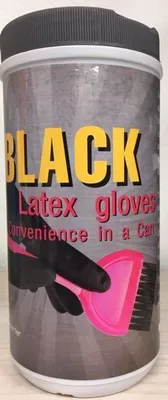 Produktbild von Färbehandschuhe M (schwarz) 50er Pkg Latex Gloves in der Spenderdose