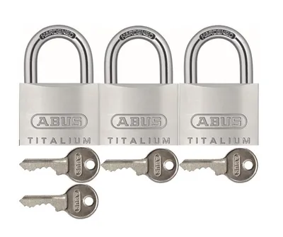 Produktbild von ABUS Vorhangschloss TITALIUM 54TI/40 Triples 3er Set Vorhängeschloss gleichs.