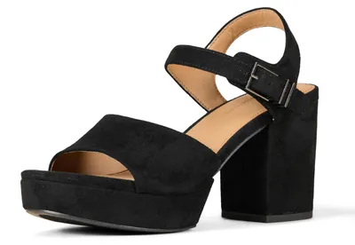 Zdjęcie produktu dla Sandały damskie Essentials z platformą, kolor czarny, imitacja zamszu, rozmiar 37,5 EU