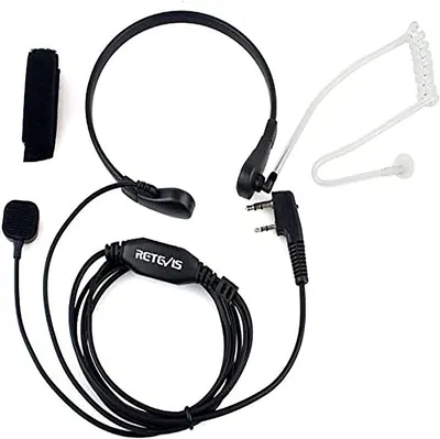Immagine prodotto di Retevis Walkie Talkie gola microfono auricolare 2 pin PTT auricolare compatibile Walkie Talkie RT24 RT27 RT622 RT28 RT617 RT618 RT619 RT46 BF-88E UV-5R Kenwood (1 pz)